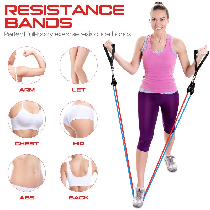 RENRANRING Resistance Bands for Working Out, 150LBS Exercise Bands, Workout Bands, Resistance Bands Set with Handles for Men Women, Legs Ankle Straps for Muscle Training - Image 4